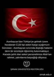 Rektörümüz Prof. Dr. Abdurrahim Alkış’tan Askeri Uçak Kazasında Şehit Olan "Mehmetçiklerimiz İçin Taziye Mesajı”