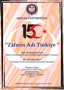 Üniversitemizde "Zaferin Adı Türkiye" Konulu Panel Düzenlenecek